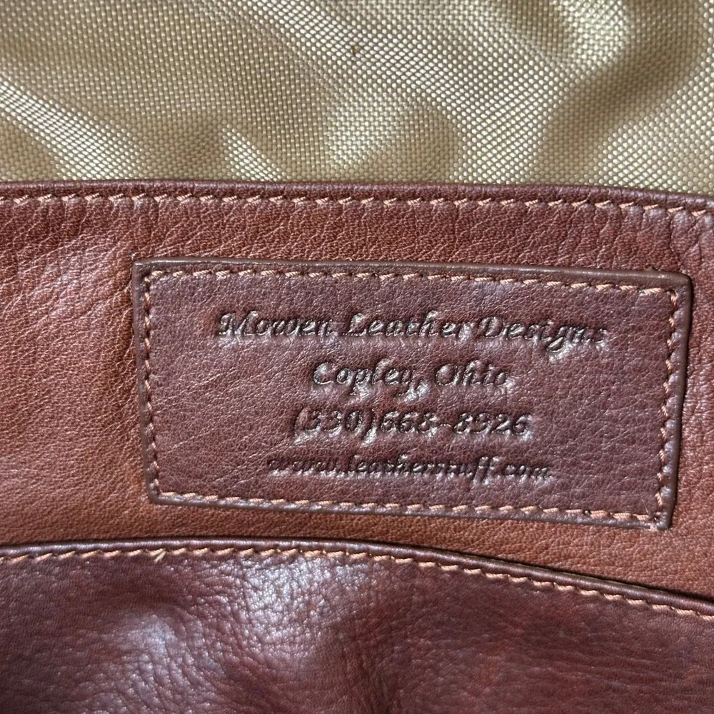 Mowen Leather Designs Messenger Briefcase Bag Brown Black Leather Academia GUC - Picture 8 of 16